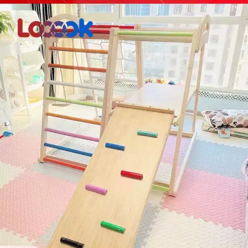 Home Gym For Toddlers - Multifunctional Wooden Toddler Climber Set Indoor