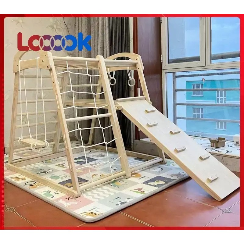 Multifunctional Wooden Toddler - Home Gym For Toddlers ulasan dan harga