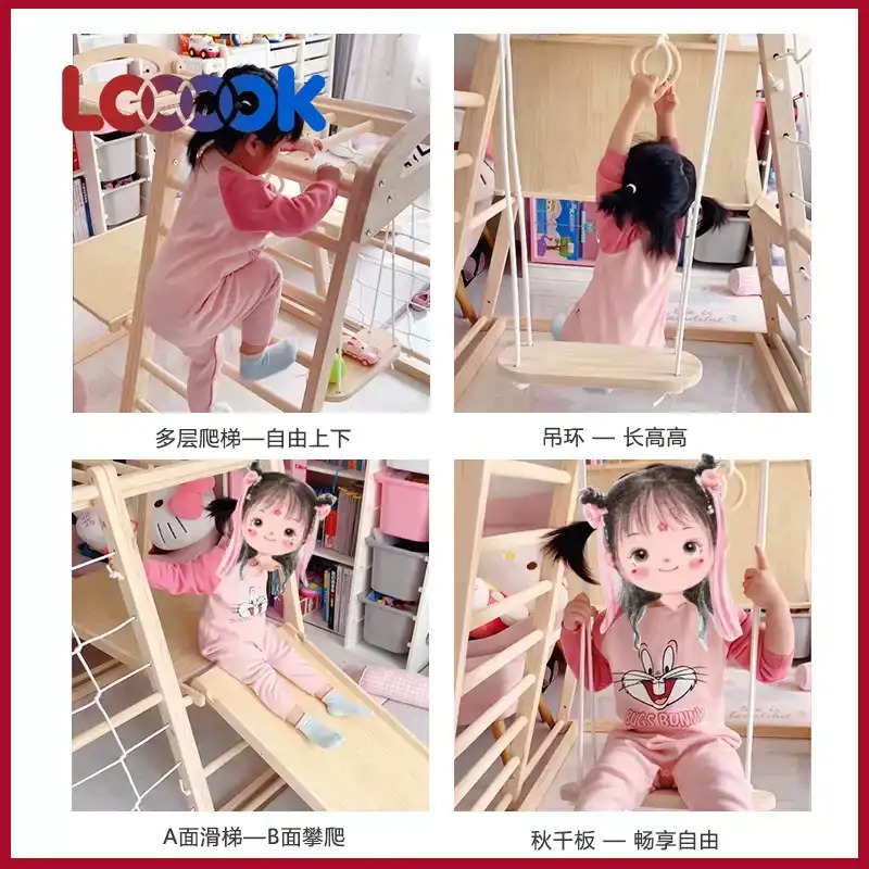 Multifunctional Wooden Toddler - Home Gym For Toddlers ulasan dan harga