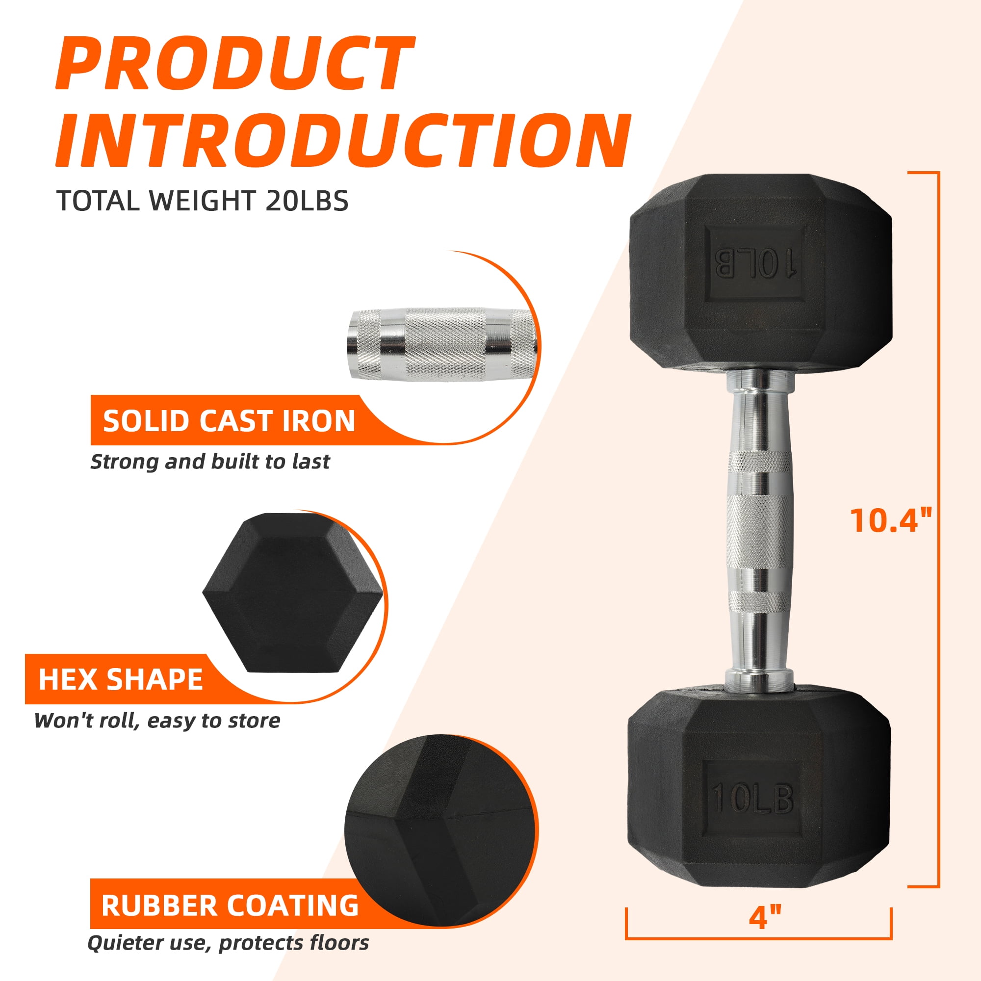 Rubber Coated Hex Dumbbell 10  - Home Gym Training Program ulasan dan harga