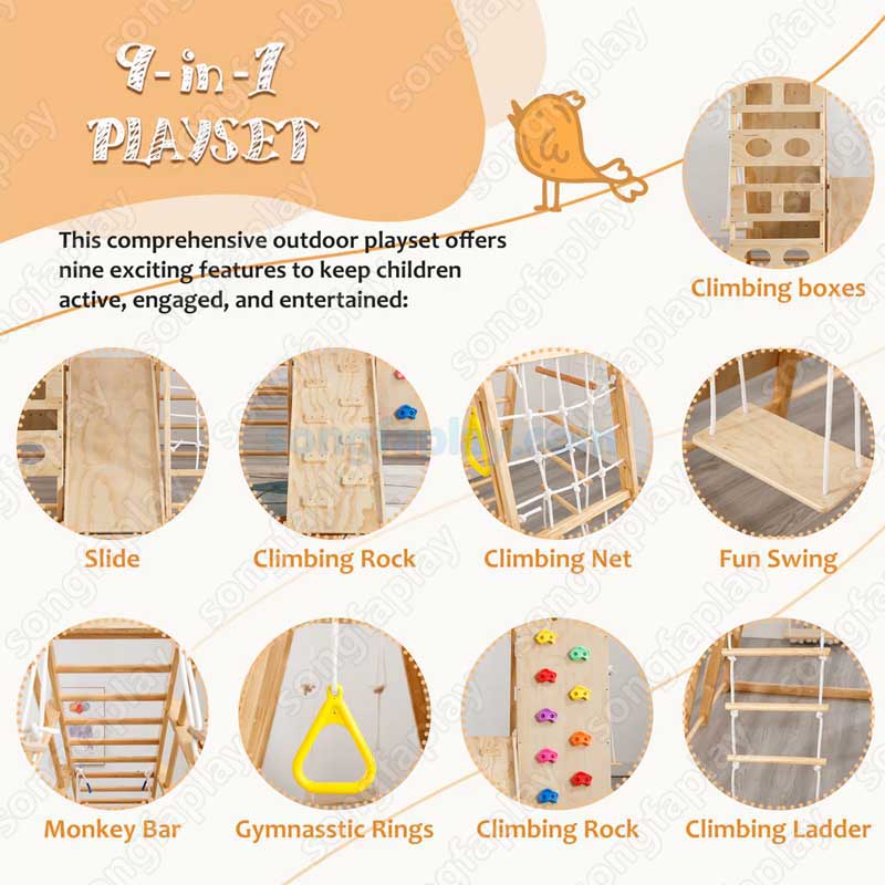 Kids Wooden Climbing Frame, In - Home Gym For Toddlers ulasan dan harga