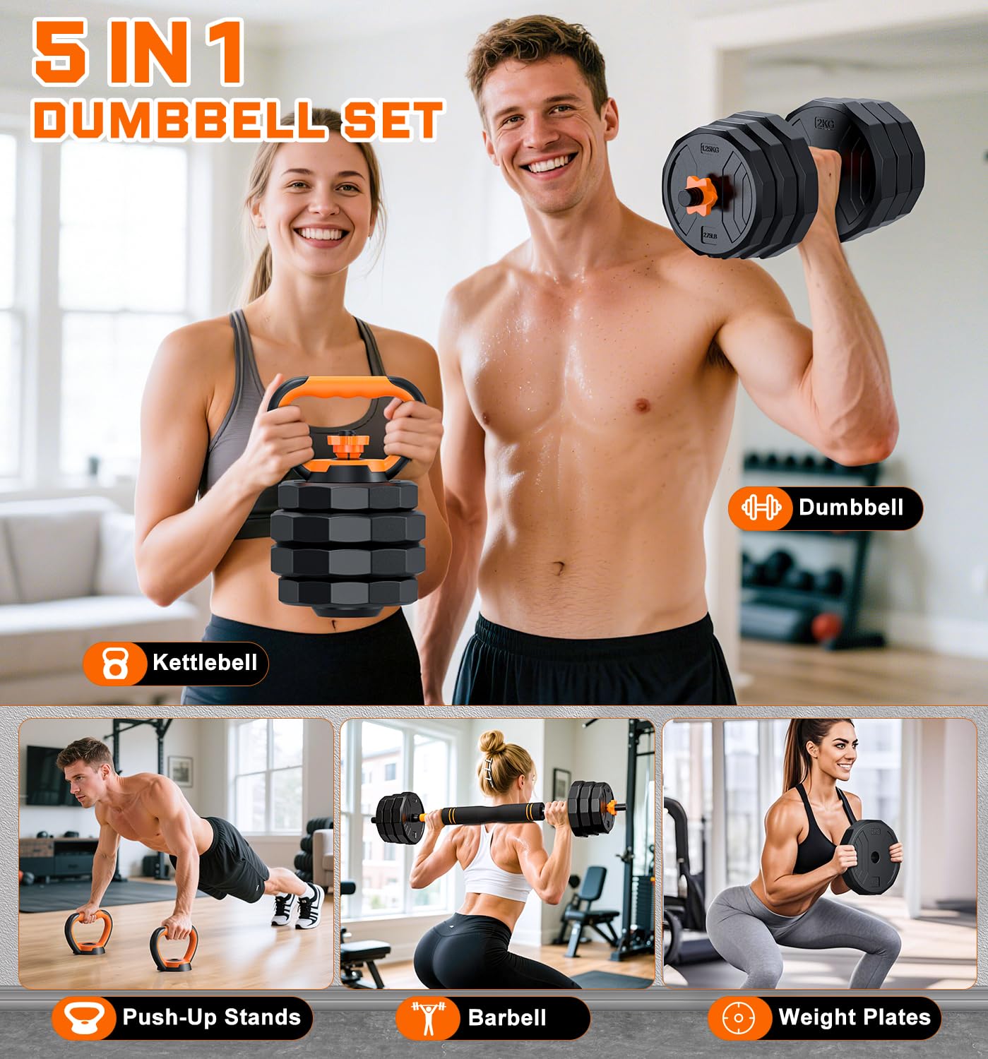 5-in-1 Adjustable Dumbbell 33- - Home Gym Used ulasan dan harga