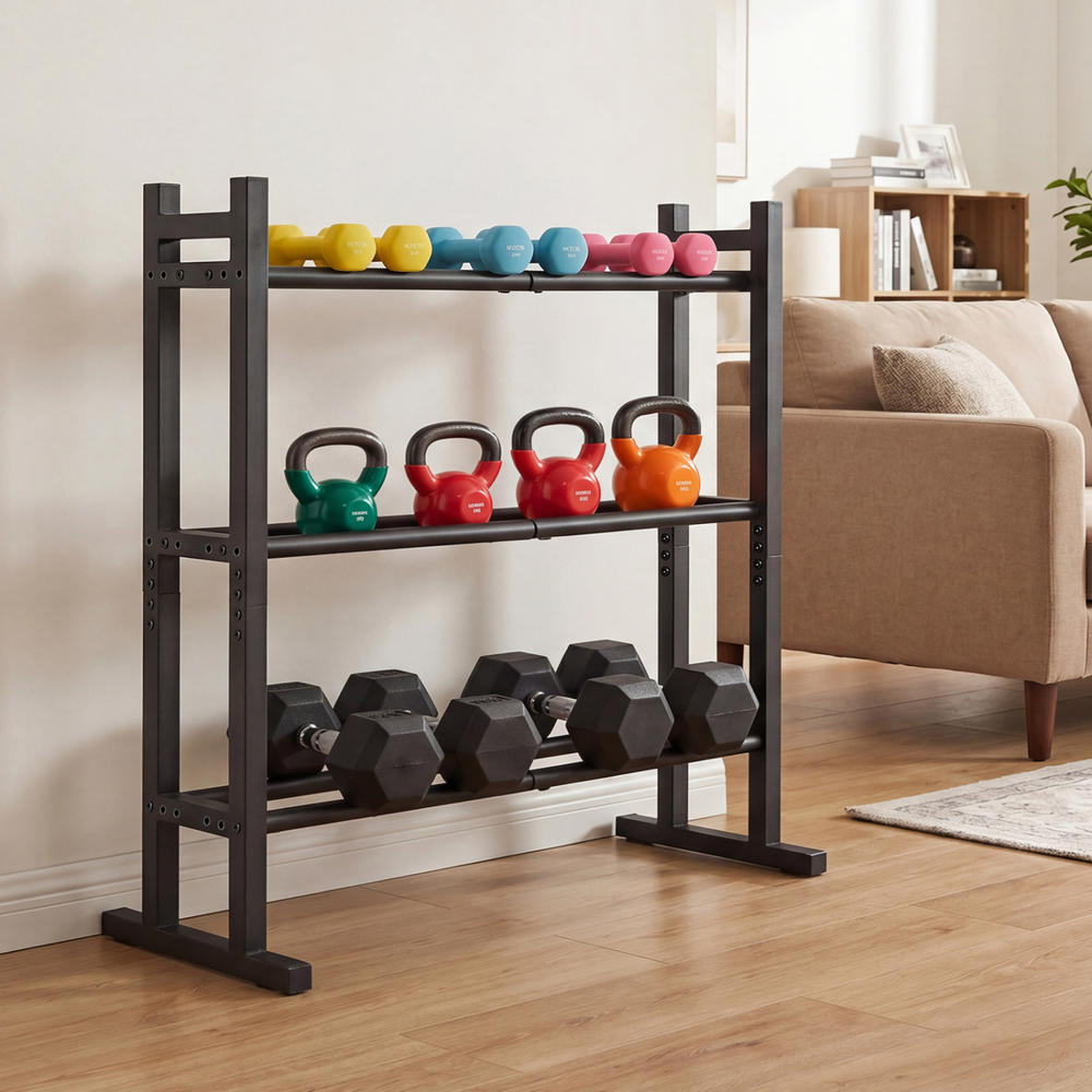 Heavy Duty 3-Tier Dumbbell Rac - Home Gym Gym ulasan dan harga