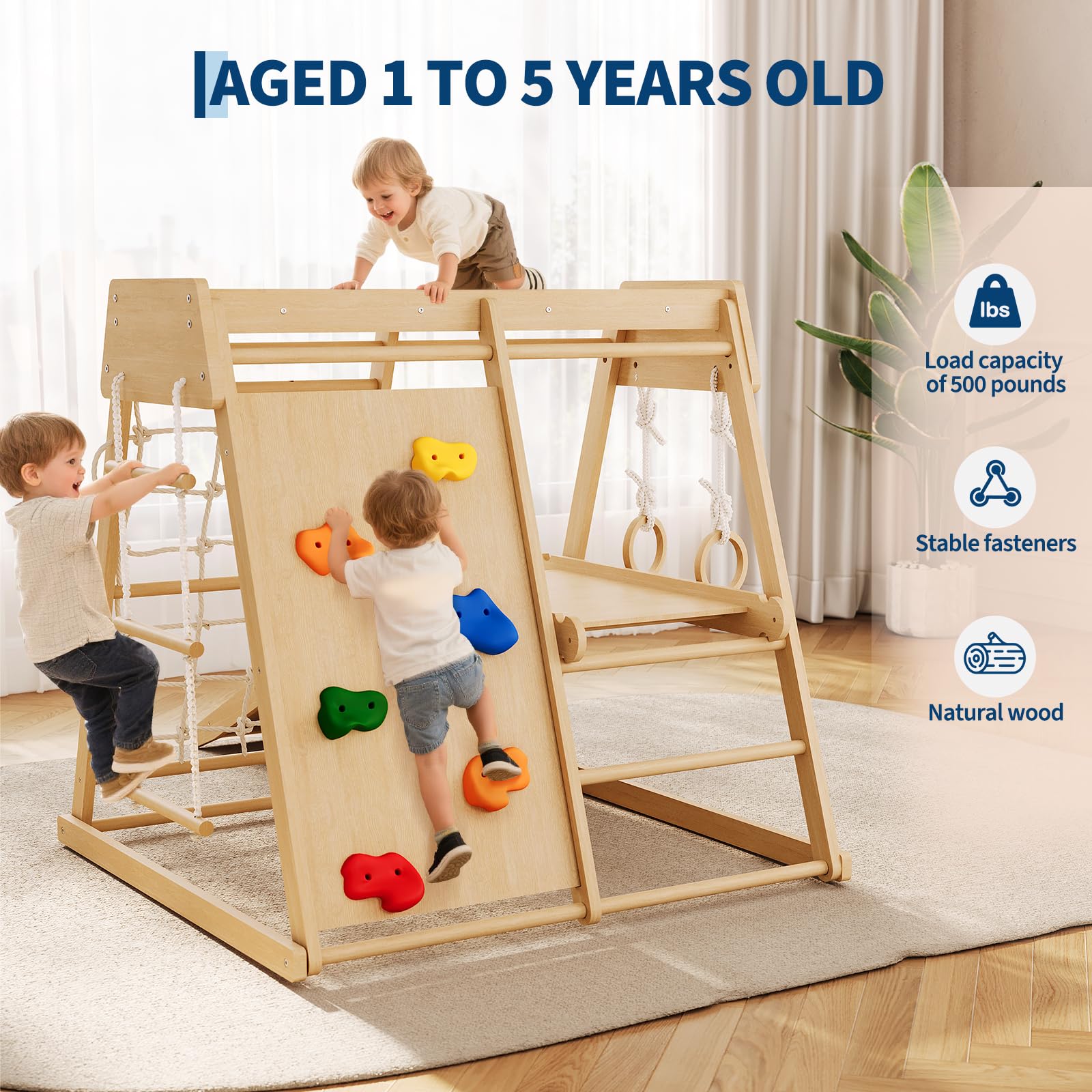6 In 1 Wooden Indoor Jungle Gy - Home Gym For Toddlers ulasan dan harga