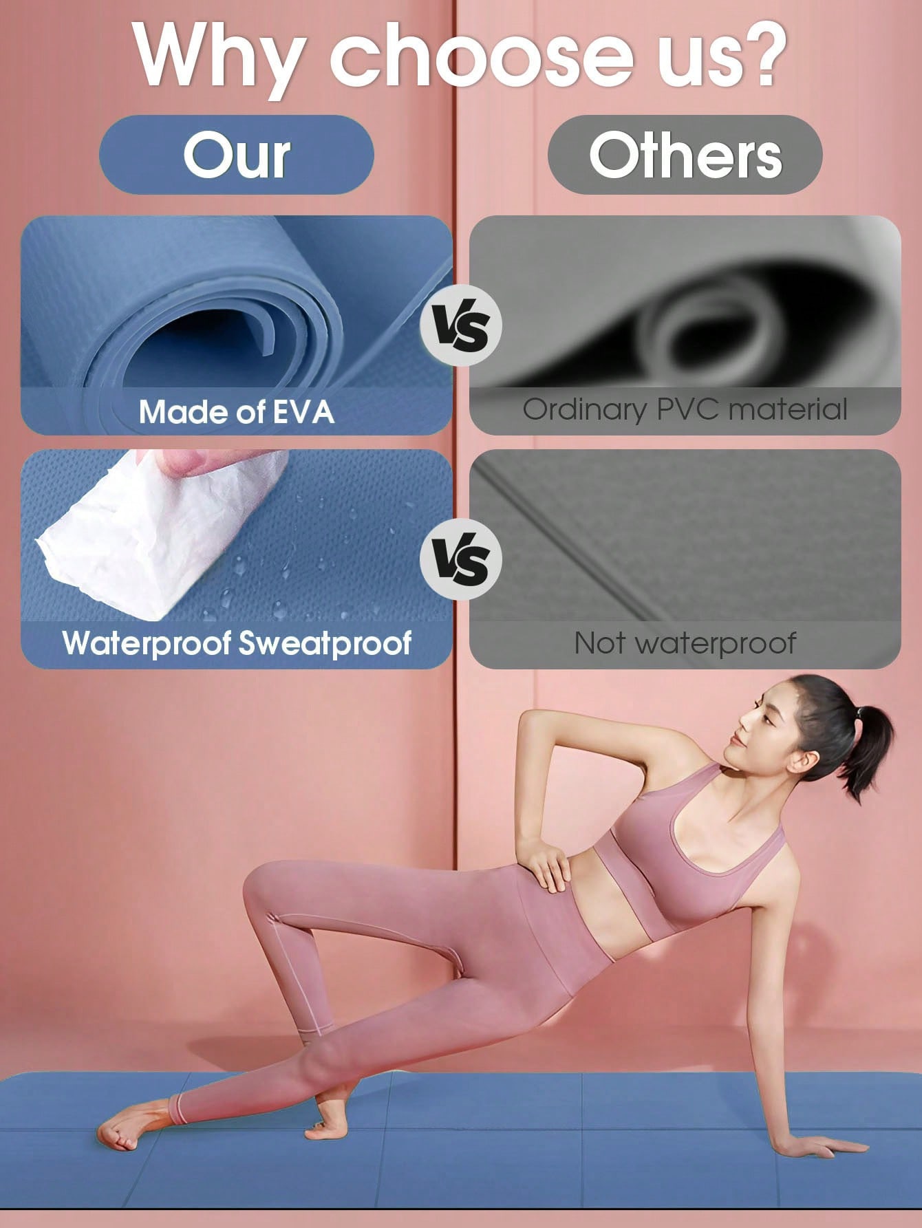 Foldable Yoga Mat Dark Blue Ec - Gymnastics Mat Thick ulasan dan harga